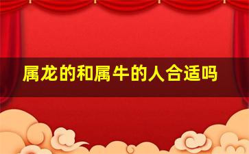 属龙的和属牛的人合适吗