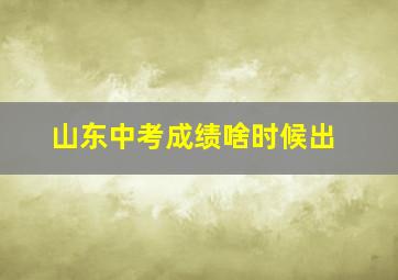 山东中考成绩啥时候出