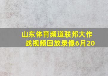 山东体育频道联邦大作战视频回放录像6月20