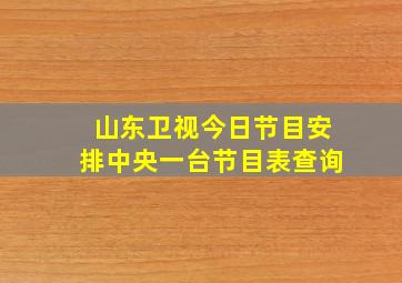 山东卫视今日节目安排中央一台节目表查询