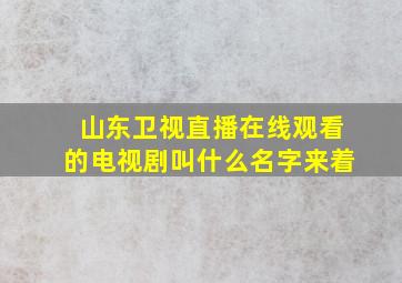 山东卫视直播在线观看的电视剧叫什么名字来着