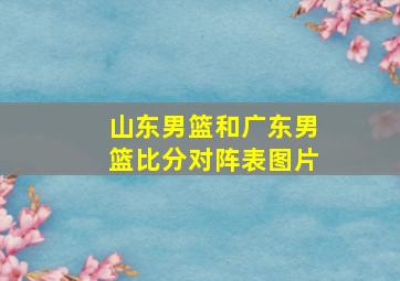 山东男篮和广东男篮比分对阵表图片