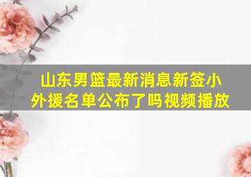 山东男篮最新消息新签小外援名单公布了吗视频播放