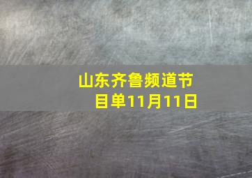 山东齐鲁频道节目单11月11日