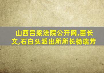 山西吕梁法院公开网,苗长文,石白头派出所所长杨瑞芳