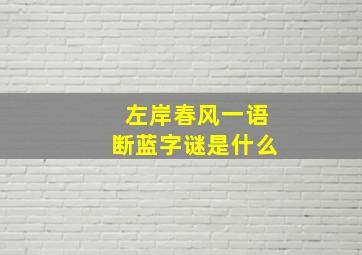 左岸春风一语断蓝字谜是什么