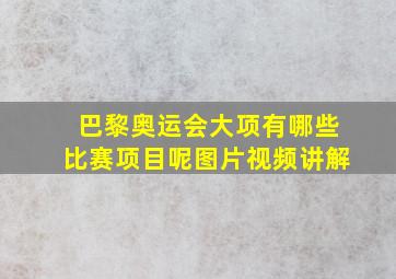 巴黎奥运会大项有哪些比赛项目呢图片视频讲解