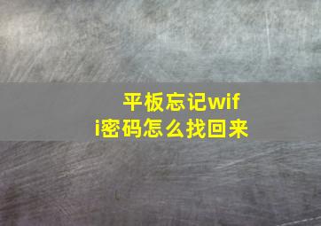 平板忘记wifi密码怎么找回来