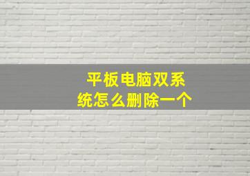 平板电脑双系统怎么删除一个