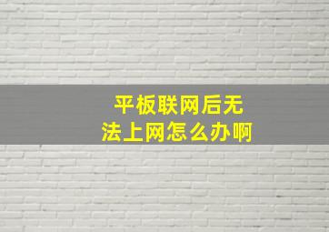 平板联网后无法上网怎么办啊