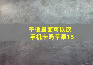 平板里面可以放手机卡吗苹果13