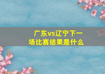 广东vs辽宁下一场比赛结果是什么