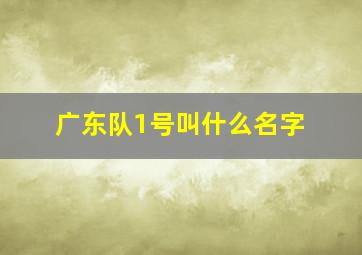 广东队1号叫什么名字