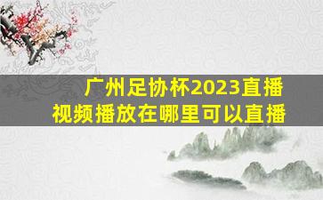 广州足协杯2023直播视频播放在哪里可以直播