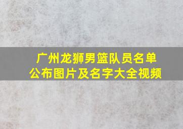 广州龙狮男篮队员名单公布图片及名字大全视频