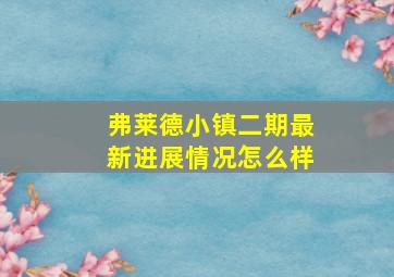 弗莱德小镇二期最新进展情况怎么样