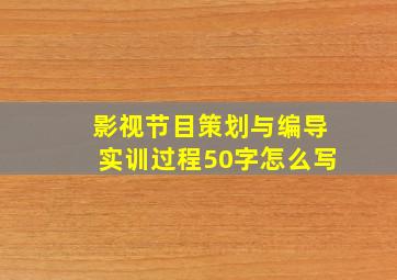 影视节目策划与编导实训过程50字怎么写