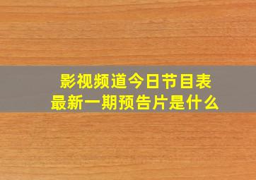 影视频道今日节目表最新一期预告片是什么