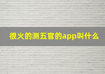 很火的测五官的app叫什么