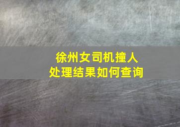 徐州女司机撞人处理结果如何查询