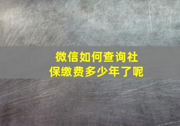 微信如何查询社保缴费多少年了呢