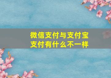 微信支付与支付宝支付有什么不一样