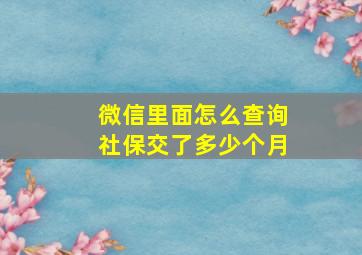 微信里面怎么查询社保交了多少个月