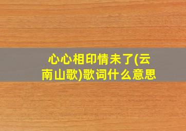 心心相印情未了(云南山歌)歌词什么意思