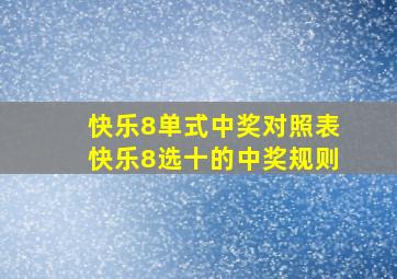 快乐8单式中奖对照表快乐8选十的中奖规则