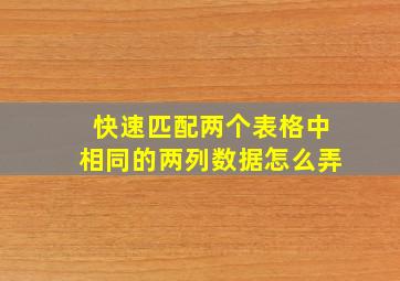 快速匹配两个表格中相同的两列数据怎么弄