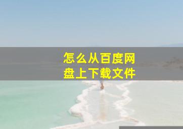 怎么从百度网盘上下载文件