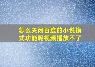 怎么关闭百度的小说模式功能呢视频播放不了