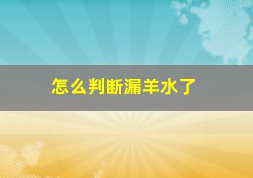 怎么判断漏羊水了