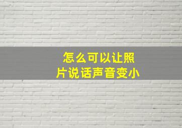 怎么可以让照片说话声音变小