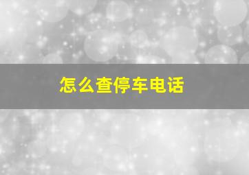 怎么查停车电话