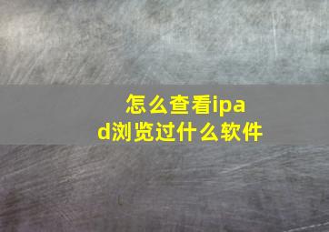 怎么查看ipad浏览过什么软件