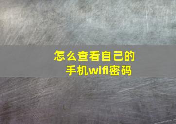 怎么查看自己的手机wifi密码