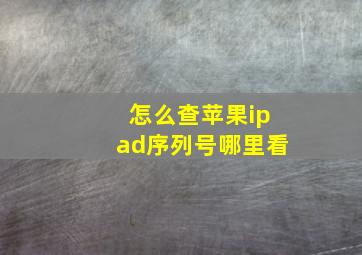 怎么查苹果ipad序列号哪里看