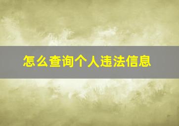 怎么查询个人违法信息