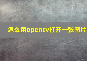 怎么用opencv打开一张图片