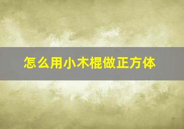 怎么用小木棍做正方体