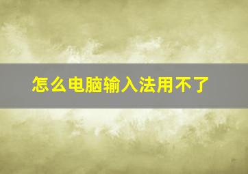 怎么电脑输入法用不了