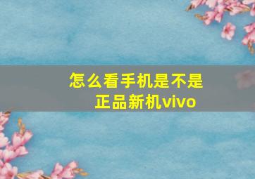 怎么看手机是不是正品新机vivo