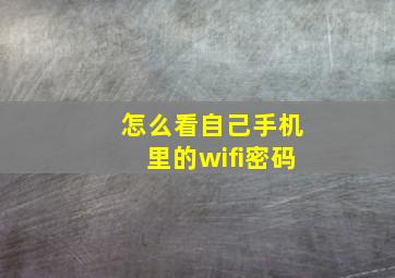 怎么看自己手机里的wifi密码