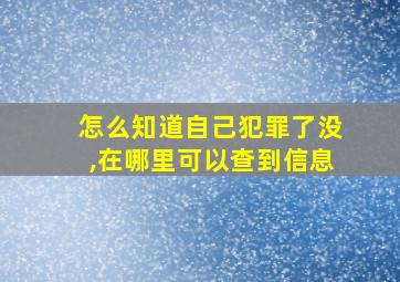 怎么知道自己犯罪了没,在哪里可以查到信息