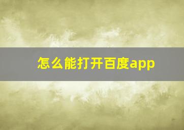 怎么能打开百度app