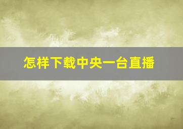 怎样下载中央一台直播