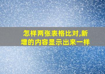 怎样两张表格比对,新增的内容显示出来一样