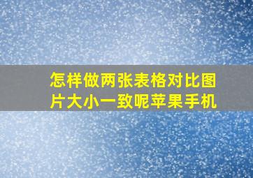 怎样做两张表格对比图片大小一致呢苹果手机