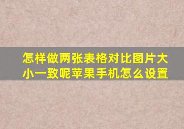 怎样做两张表格对比图片大小一致呢苹果手机怎么设置